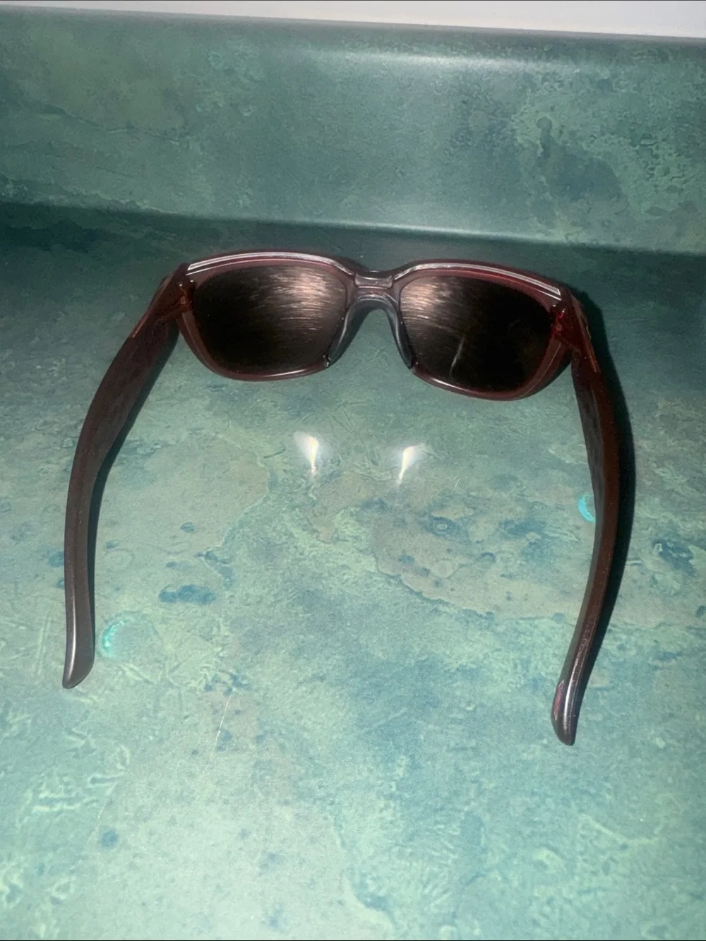 Oakley Women's Wrap Sunglasses — Brown Frame with Green Mirrored Lenses
